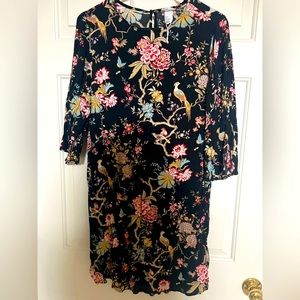 GP&J BAKER x H&M BLACK FLORAL PRINTED CREPE DRESS SIZE 6